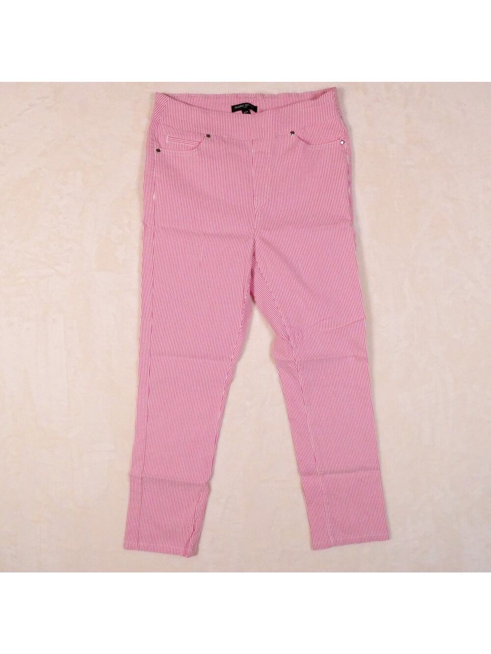 Mario Serrani Italy Striped Skinny Pants Sz S Red White Pull On Stretch Jeggings